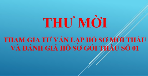 Thư mời tham gia tư vấn lập hồ sơ mời thầu và đánh giá hồ sơ gói thầu số 01